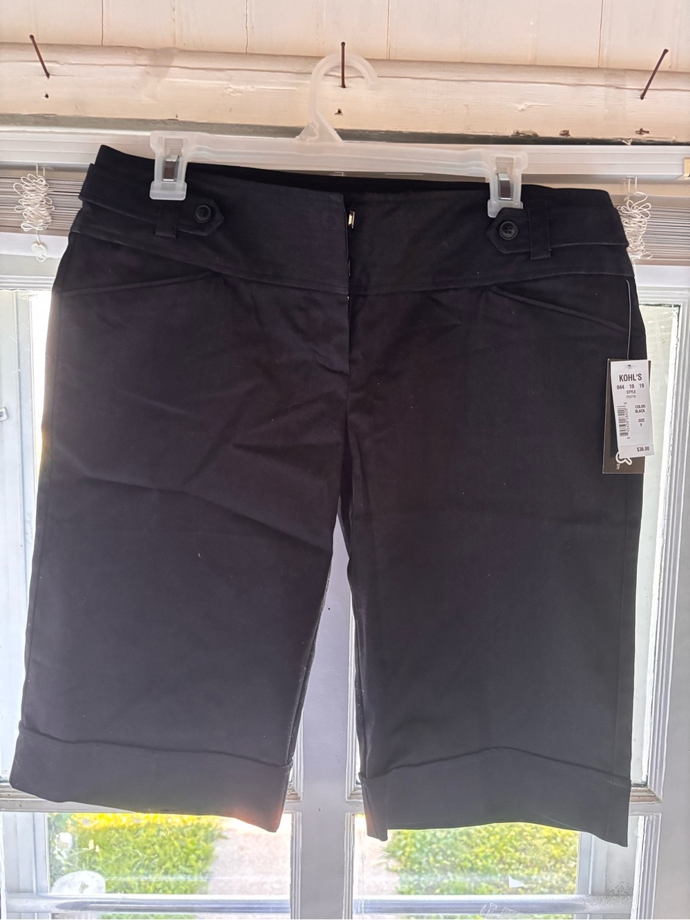 NWT- Kohl's Black Women's Bermuda Shorts with Cuffed Hem